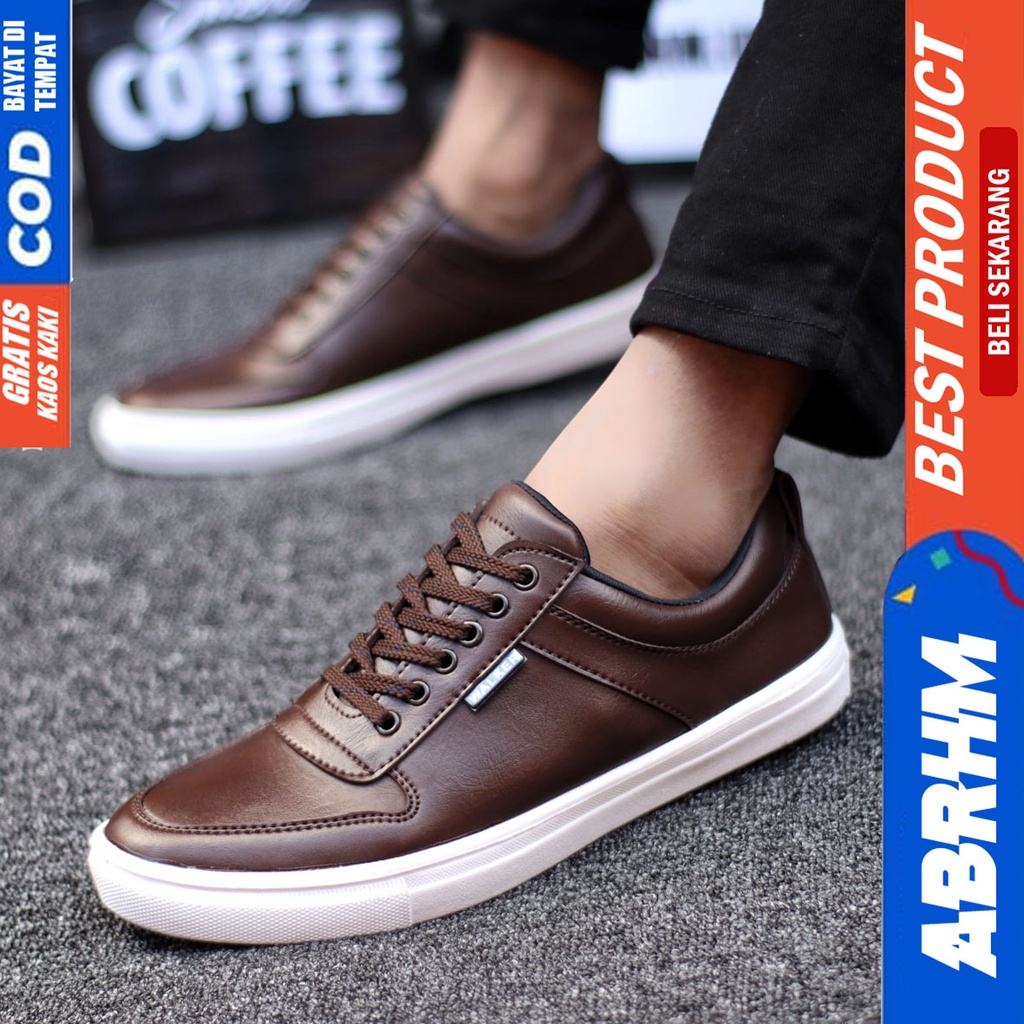 Abrhm Tiago - Sepatu Sneakers Casual Pria Kerja Santai Hitam