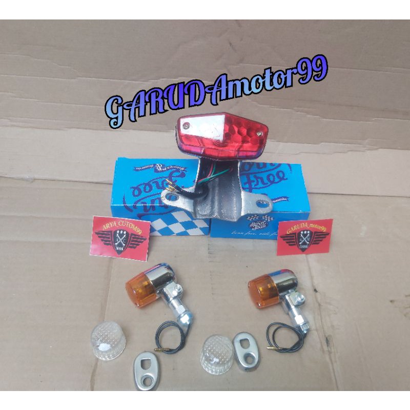 LAMPU BELAKANG CB 100 STOPLAMP CB MODEL BSA DIAMON SET PANGKON V80 DAN SEIN SEPASANG