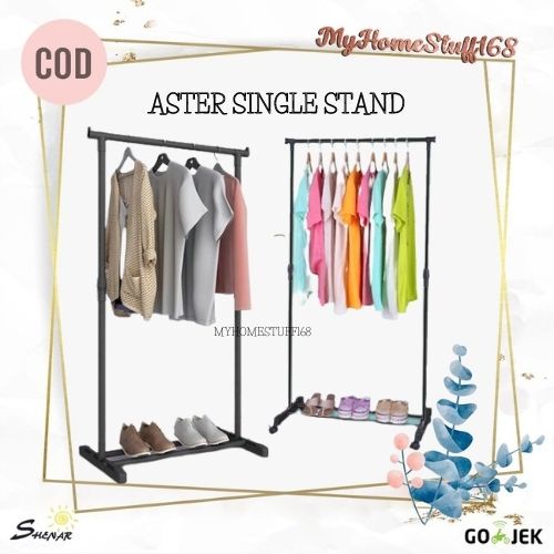 SHENAR SINGLE STAND HANGER GANTUNGAN BAJU RAK GANTUNGAN SERBAGUNA 4 RODA SERBAGUNA