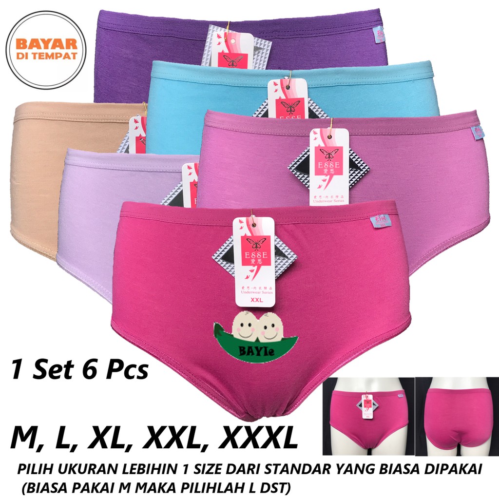 BAYIe - 6 PCS Celana Dalam / CD Wanita ESSE 828 Multi Colour MURAH Size M, L, XL, XXL, XXXL