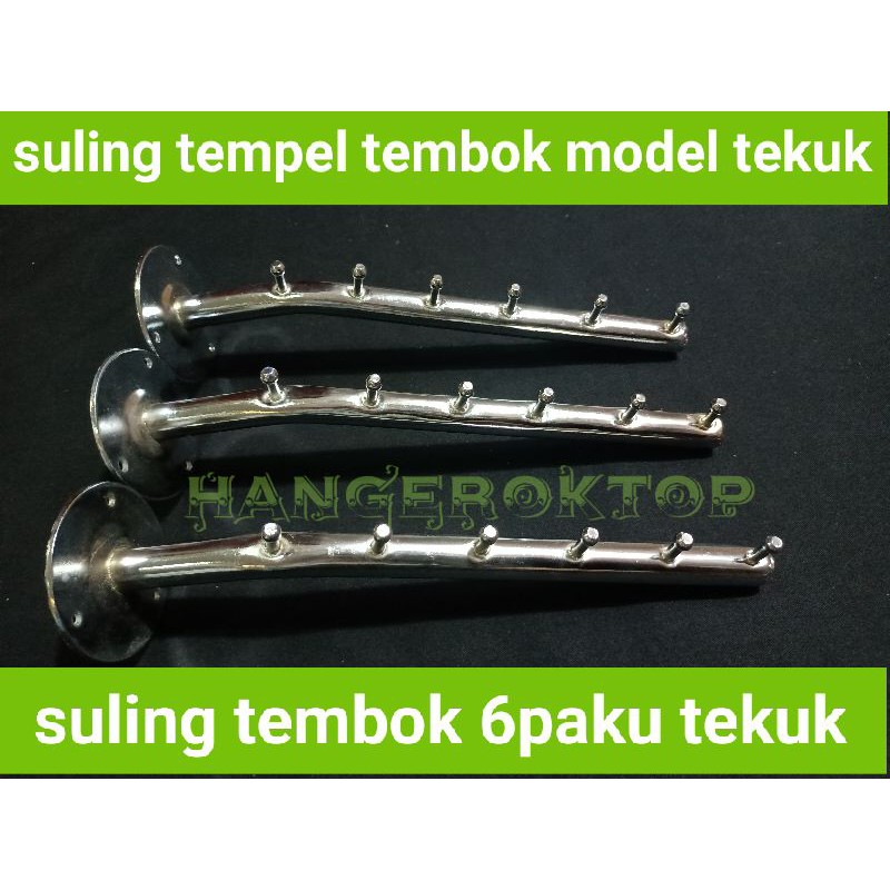 Gantungan baju suling tembok 6 paku tekuk