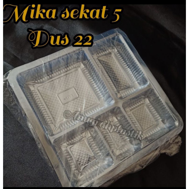 

Mika 22x22 / mika sekat 5 / mika box nasi / mika nasi kotak (isi 100pcs)