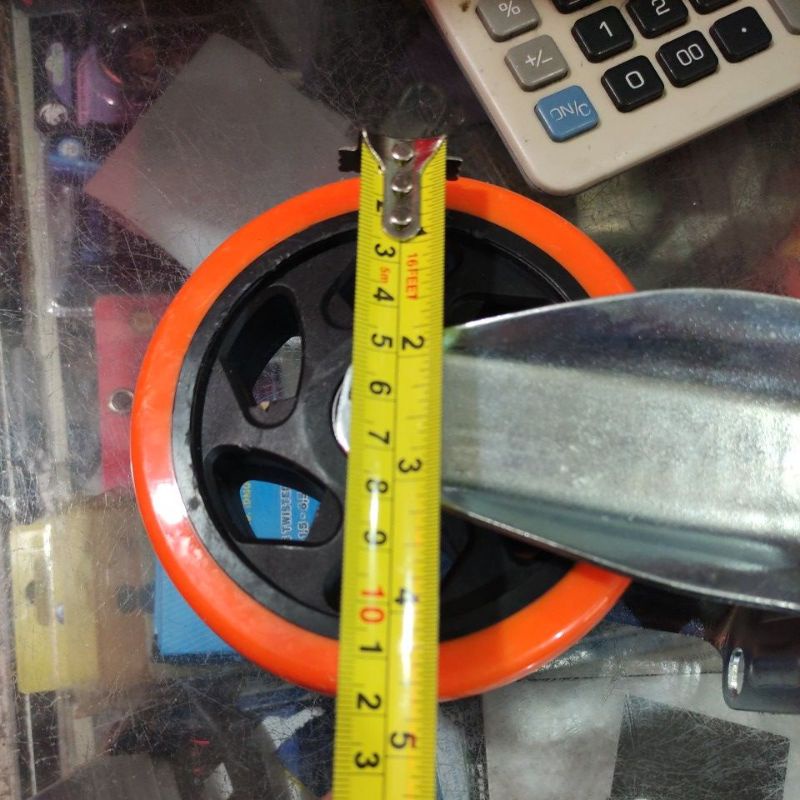 roda orange 5in mati (tidak mutar) harga 1pc/roda pvc nilon 5&quot; orange mati(harga satuan)