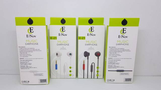 Headset E-Nov E-21 Handsfree ENov E21 Music Earphone Super Bass Stereo 3.5mm AUX Jack Universal