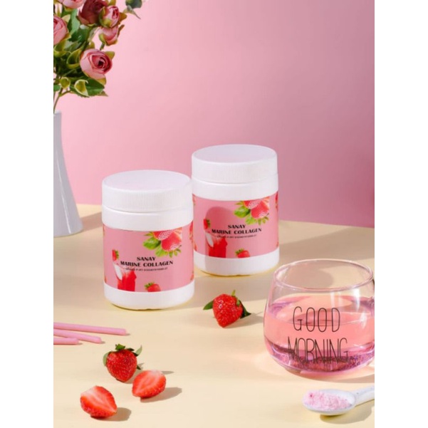 Sanay Marine Collagen Minuman Kolagen Rasa Strawberry Kolagen Sanay