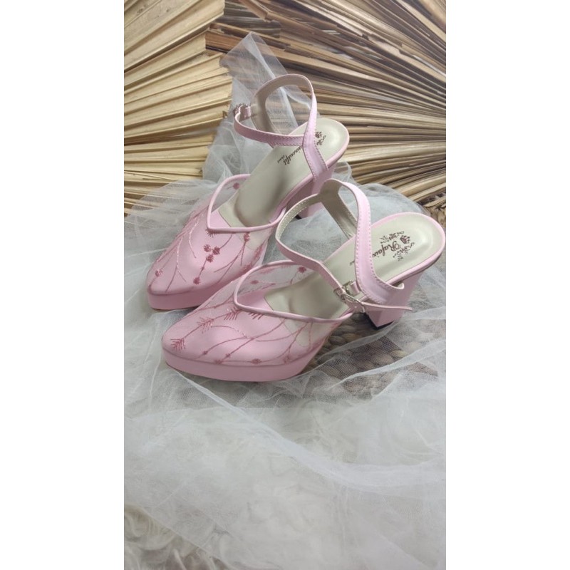 sepatu alummi pink sepatu wanita cantik 9cm hak tahu