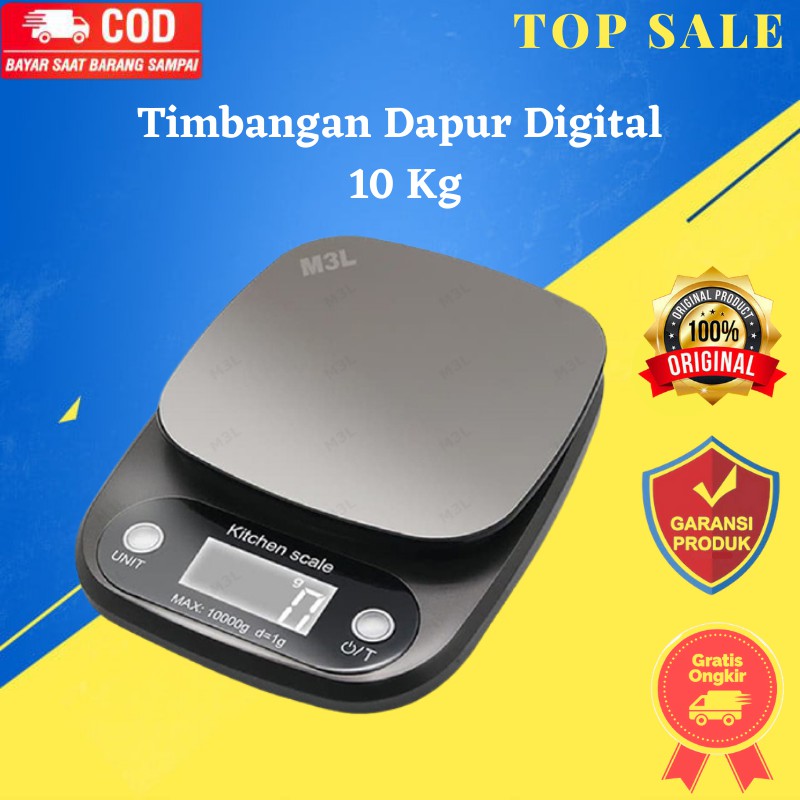 Timbangan Dapur Digital Kue 2kg 10kg Mini Scale Akurat Original Kopi Coffee Emas Premium Stainless