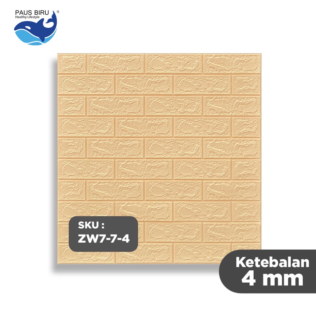 Wallpaper Dinding 3D bata / wallpaper 3D Foam 77x70cm Tebal 4mm High Quality | 4 mm Wallfoam | Bata-KUNING 4MM