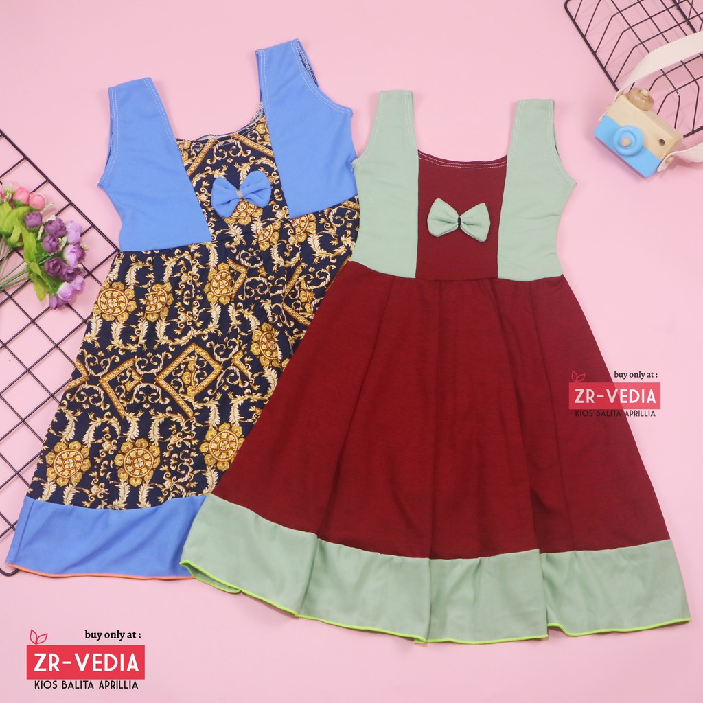 Dress Aurora uk 5-6 Tahun / Baju Dres Anak Perempuan Murah Polos Yukensi Adem Pakaian Pesta Gaun