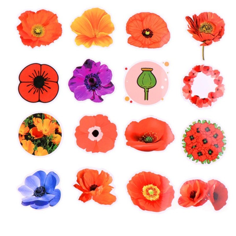 Flower &quot;Lest We Forget&quot; PVC Sticker (10pcs)