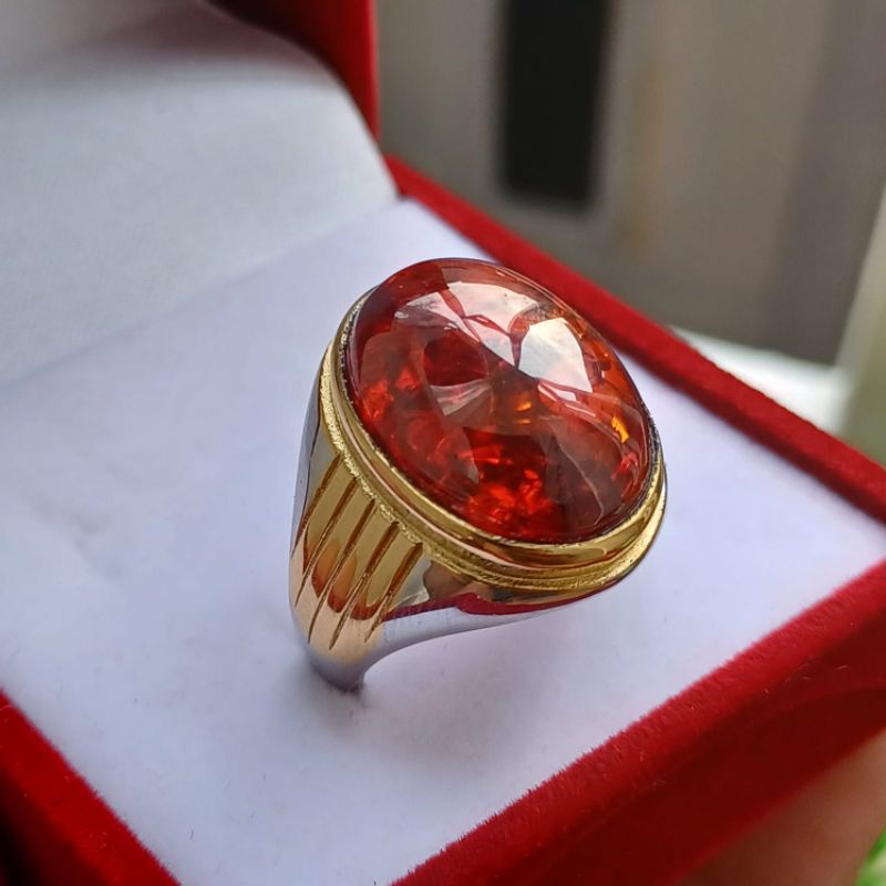 CINCIN PRIA BATU MERAH GARNET PECAH SERIBU SUPER ISTIMEWA