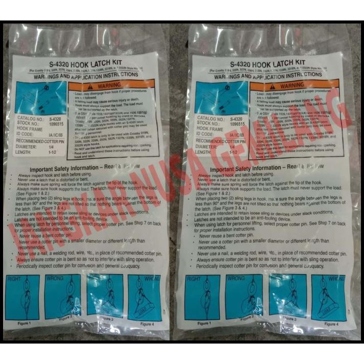 Safety Latch Crosby Kit S4320, 5 Ton Alloy