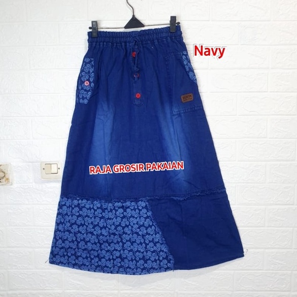 Rok Jeans  Anak Kombinasi Sablon Bunga Usia 4-14 Tahun / Rok Jeans Anak Premium