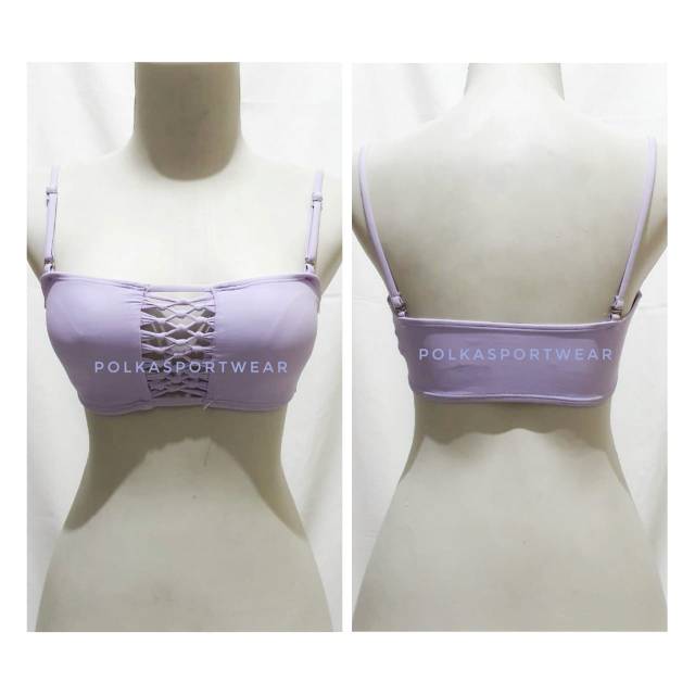 F21 LAVENDER FRONT MACRAME BIKINI TOP