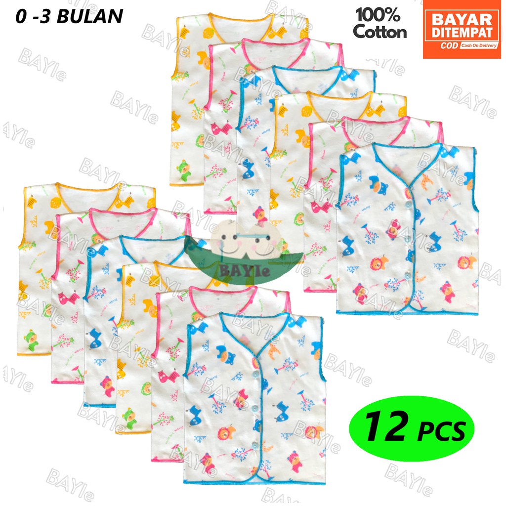 BAYIe - 12 Pcs Baju Bayi KUTUNG New Born 100% Katun Motif TABUR NECI RYN umur 0-3 bulan