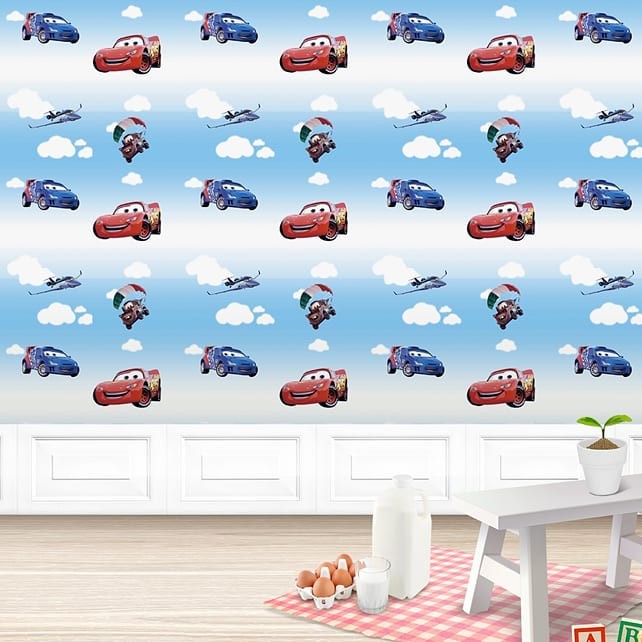 WALLPAPER STIKER DINDING RUMAH KARAKTER CARS MOBIL BIRU WPSCARS WALPAPER WOLPEPER DEKOR KAMAR ANAK