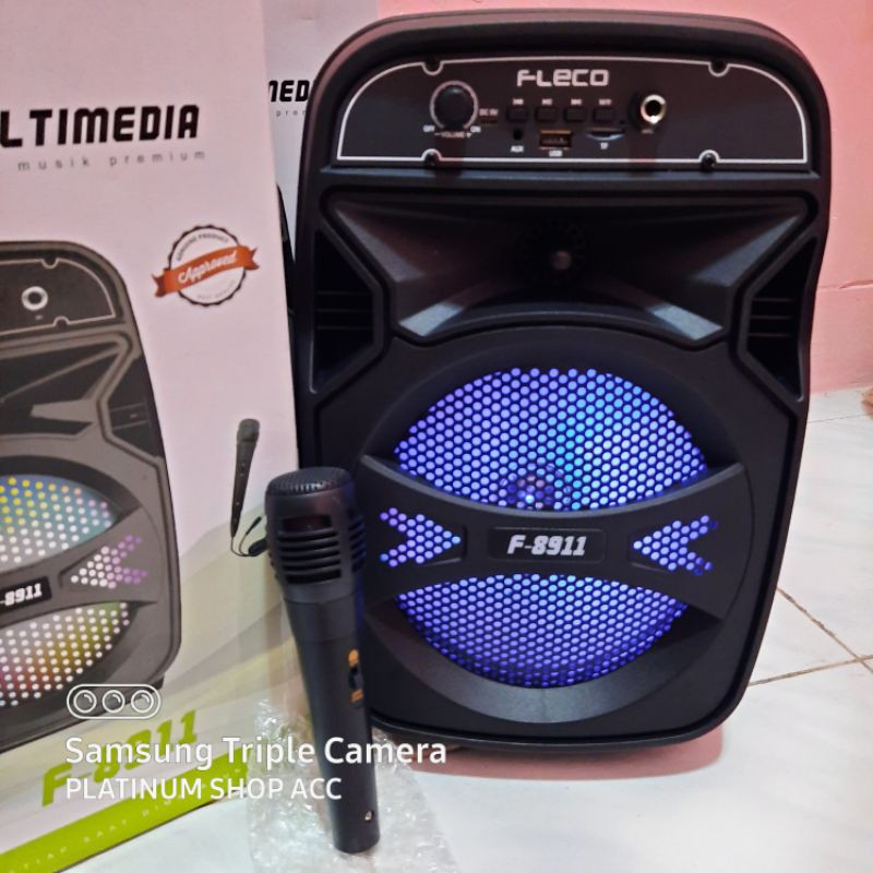 Speaker Bluetooth Fleco F9810/F8911 Free mic Karaoke/Subwoofer 8Inch Salon Aktif Wireless Multimedia