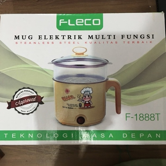 Mug Elektrik Multi Fungsi Besar 18cm Mie Memasak Mengukus Fleco F1888T