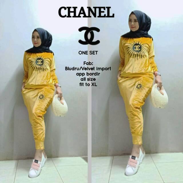 Setcel Chanel Ori by VIVORIE setelan celana baju olahraga wanita terbaru terupdate kekinian