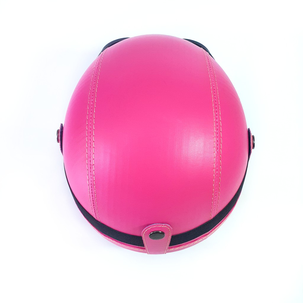 Helm Retro Kulit Casual Series Club Gratis Kaca Mata Pink