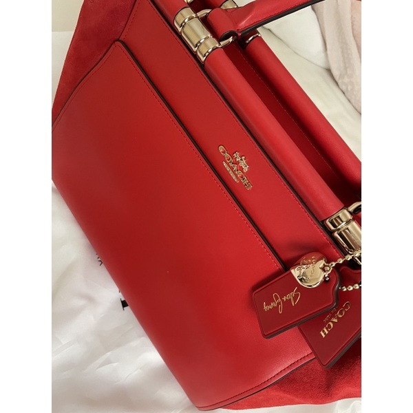 [ORI] preloved Coach: Grace Bag in Red, Tas Brand Coach Merah, Top Handle Sling Bag