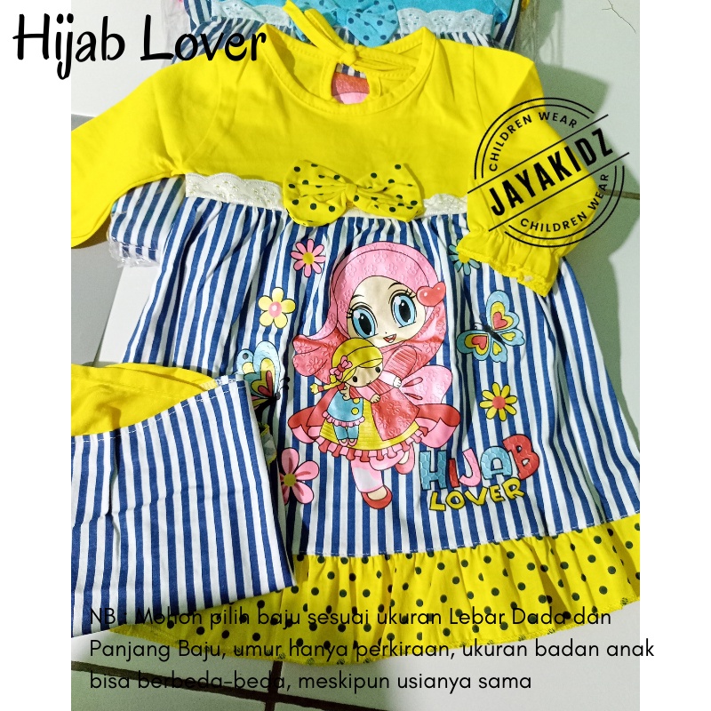 Baju Gamis Anak Bayi Perempuan Usia Baby 0 3 6 12 Bulan - Setelan Baju Muslim Bayi Perempuan Cewek Umur 0 6 12 Bulan 1 Tahun Lucu-KUNING-HIJAB LOVER