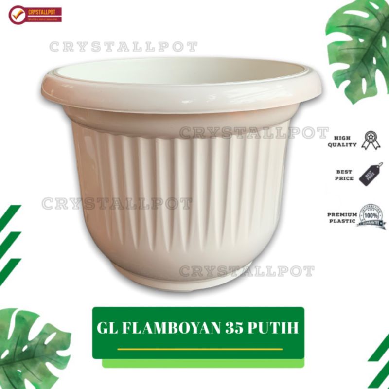 pot bunga tanaman plastik GL Flamboyan 35 kuping - FLAMBOYAN 35 PUTIH