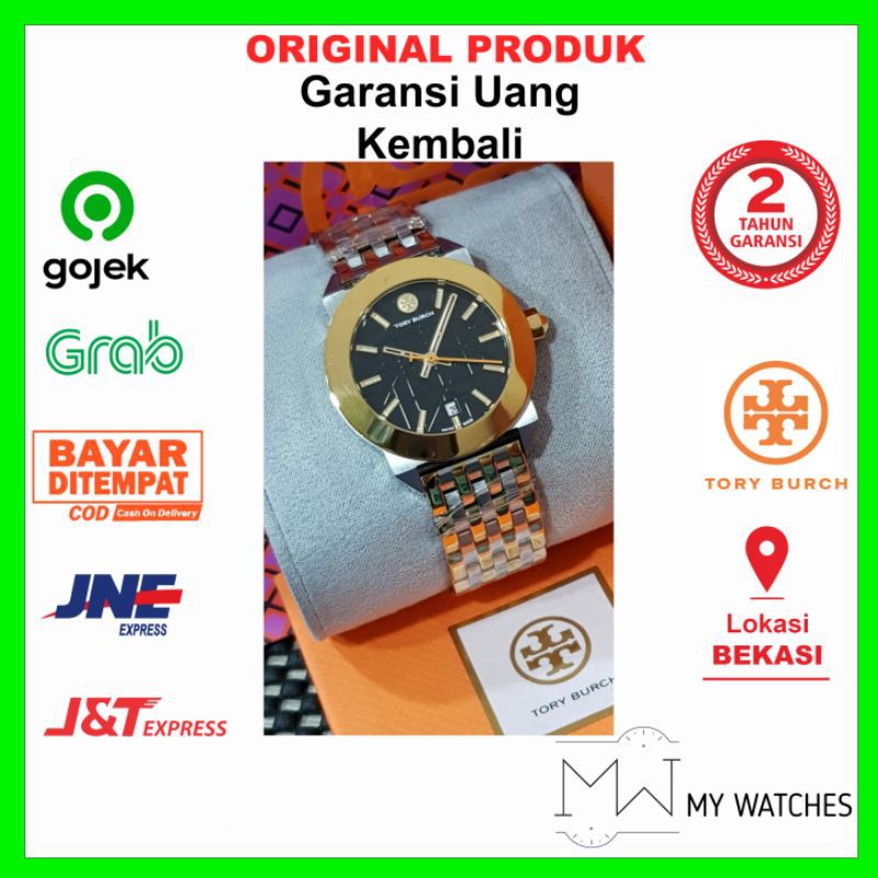 Jam Tangan Wanita Original Tory Burch Combi Black Gold