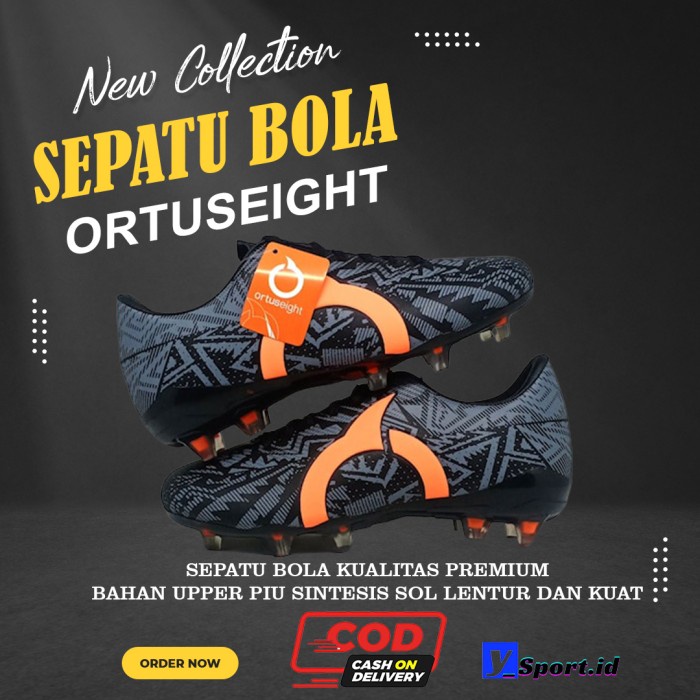 Sepatu Bola Ortuseight Sepatu Sepak Bola Ortuseight Hitam Orange Ori - 38