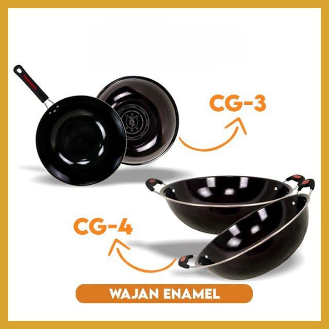 Wajan Enamel Anti Gores Wajan Penggorengan Anti Lengket High Quality Gagang Kuping GOSHOP88