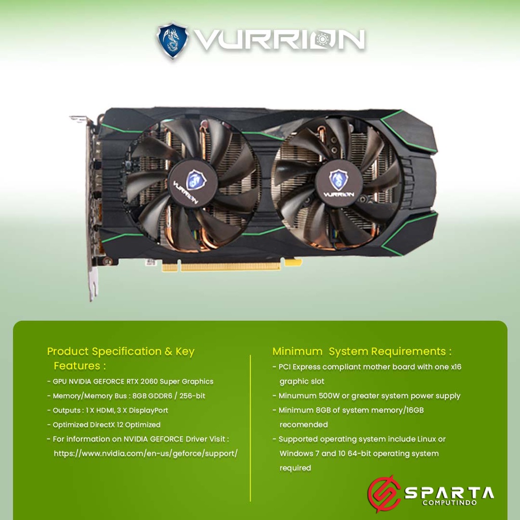 VGA Card Vurrion Nvidia Geforce RTX 2060 Super 8GB GDDR6