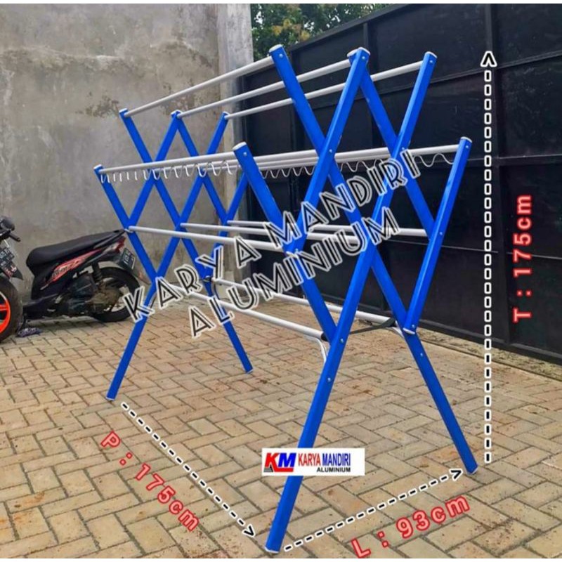 Premium - Jemuran Baju Super Jumbo / Pakaian / Handuk Aluminium Warna - 180 CM / 1,8 Meter / 1,8 M / Turbo 12 Palang