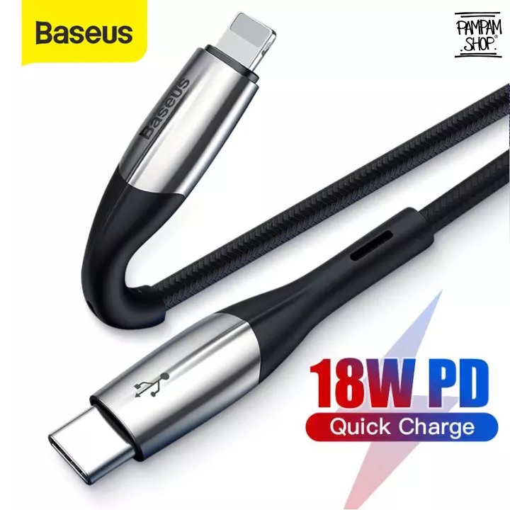 Baseus Original Kabel Data Horizontal TYPE C TO LIGHTNING 18W Cable PD Quick Charge Fast Charging Tipe C Iphone 11 12 13 Ori