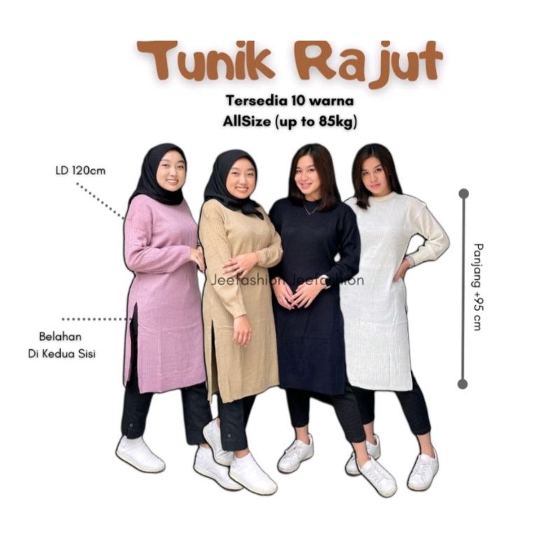 COD BAJU TUNIK RAJUT WANITA DRESS LENGAN PANJANG