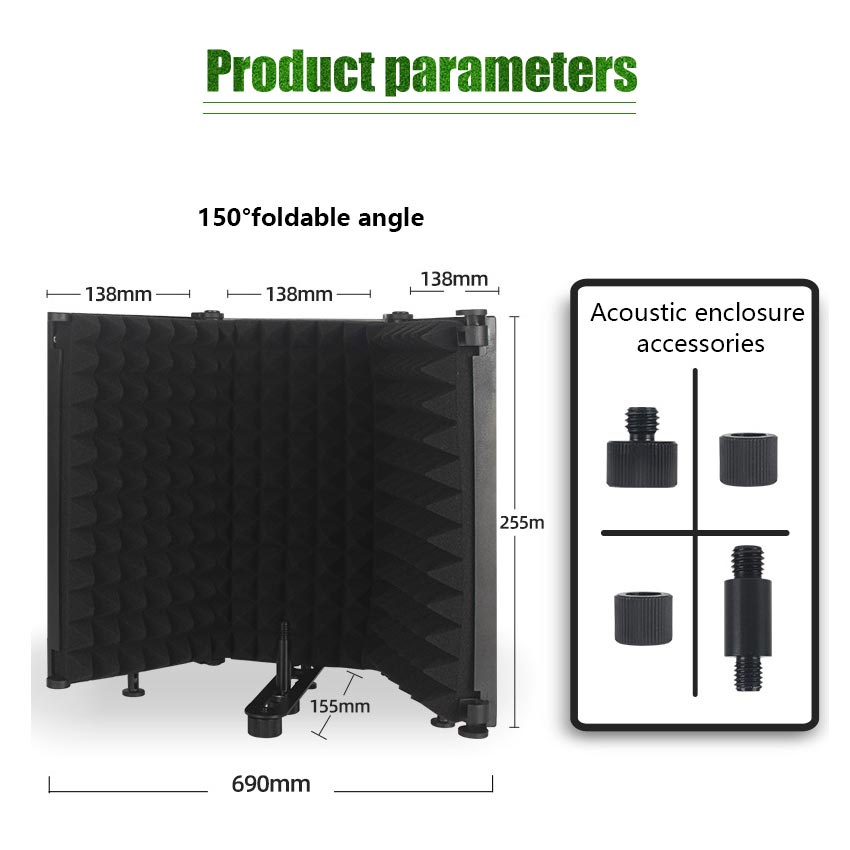 PORTABLE vocal booth Recording Microphone Isolation Shield paket karaoke sound system Stand Mic Pop