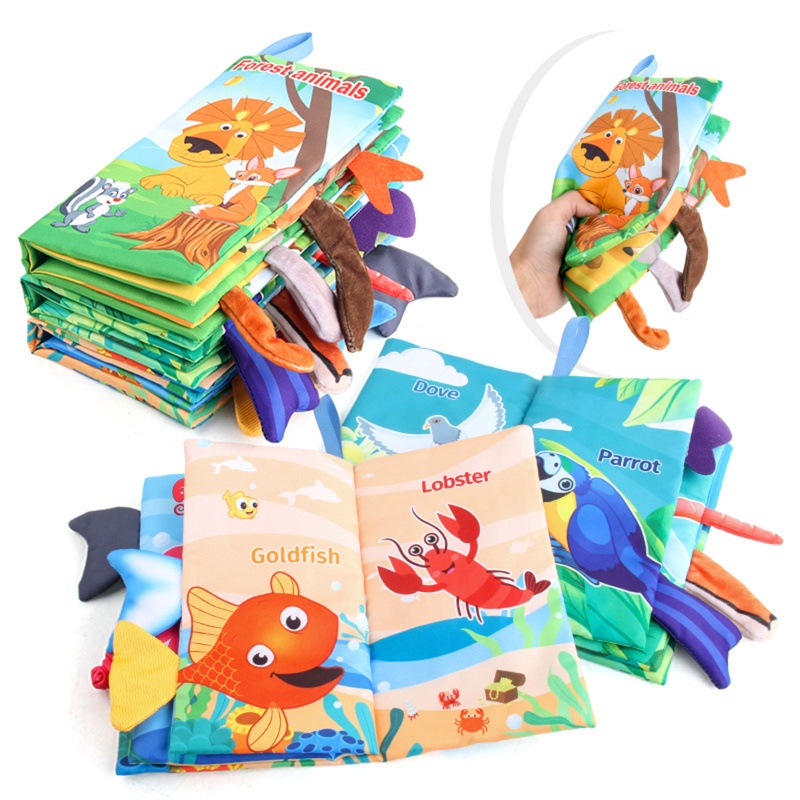 Mary Buku Kain Untuk Perkembangan Anak Dini Dengan Ekor 3D Lucu Buku Kegiatan Ekor Sobek Crinkle Cloth Made Book