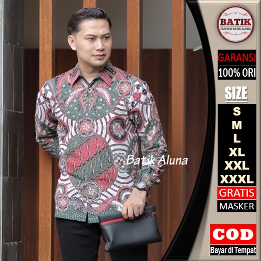 Batik pria lengan panjang Kemeja Atasan Baju batik pria laki laki lengan panjang premium cowok solo