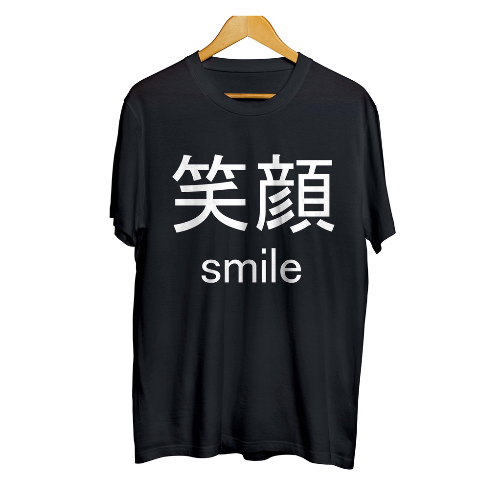 Kaos Baju distro japan quote SMILE 100%  cotton combed 30s Kaos