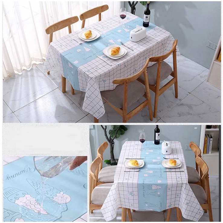 Taplak Meja Makan Estetik Anti Air Alas Meja Ruang Tamu Kotak Persegi Table Cloth Aesthetic Waterproof