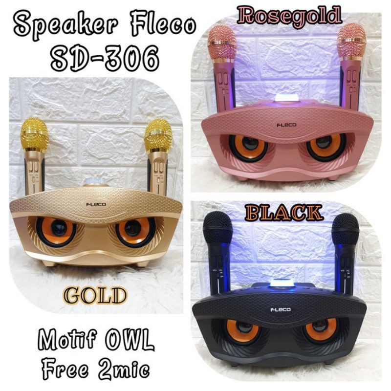 Speaker Bluetooth Wireless Fleco F-306 Free 2 Mic Wireless - Speaker Karaoke Fleco F-306