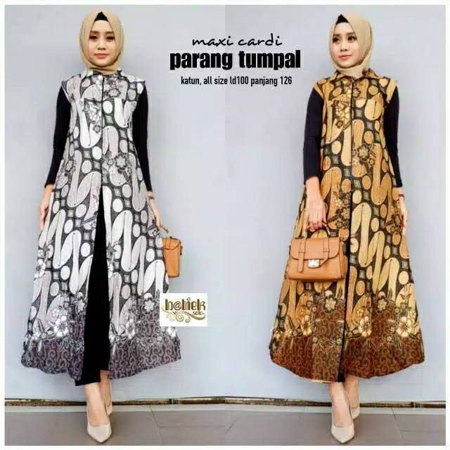 Maxi Cardi Batik Wanita Motif Parang Tumpal Modern Warna Premium Kardigan Exclusive