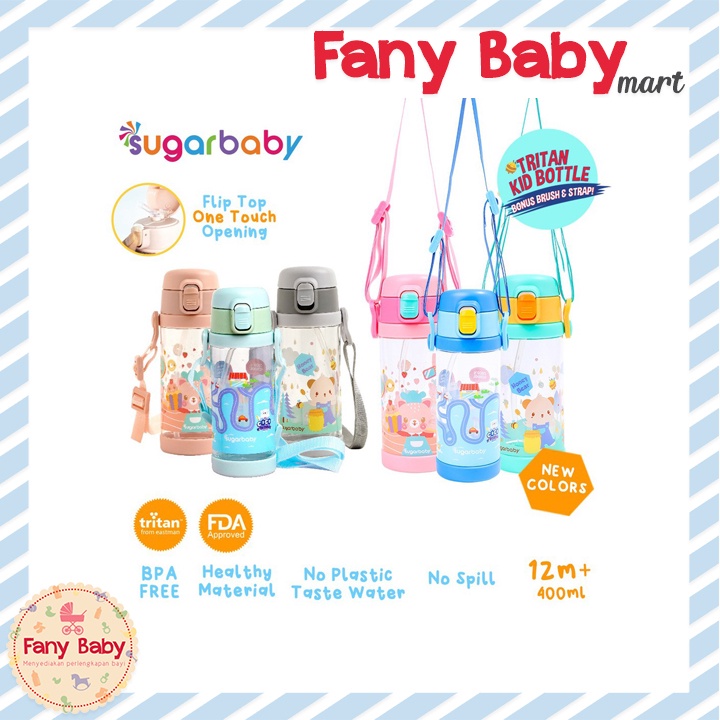 SUGAR BABY TRITAN KID BOTTLE 400ML / 12 MONTH / NEW COLORS