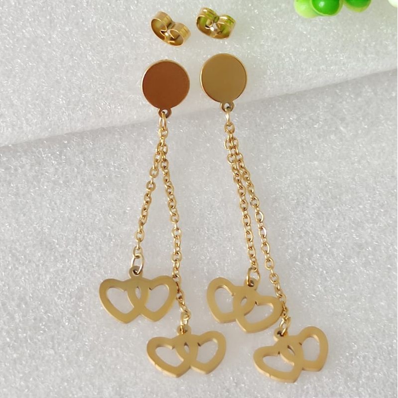 Anting Jurai Titanium Motif Double Love Wanita