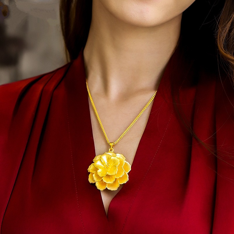 [Ready Stock]Fashion Unique Gold-Plated Flower Pendant Necklace