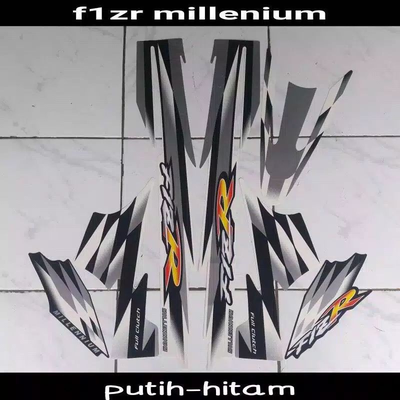 striping sticker lis F1zr milenium hitam-putih