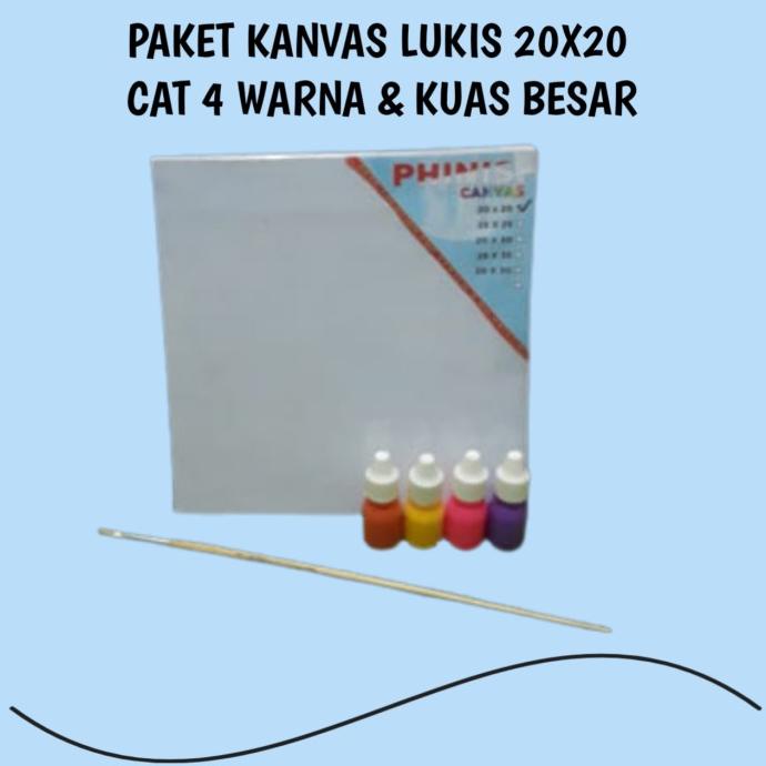 

Paket kanvas lukis + cat 4 botol + kuas siap pakai