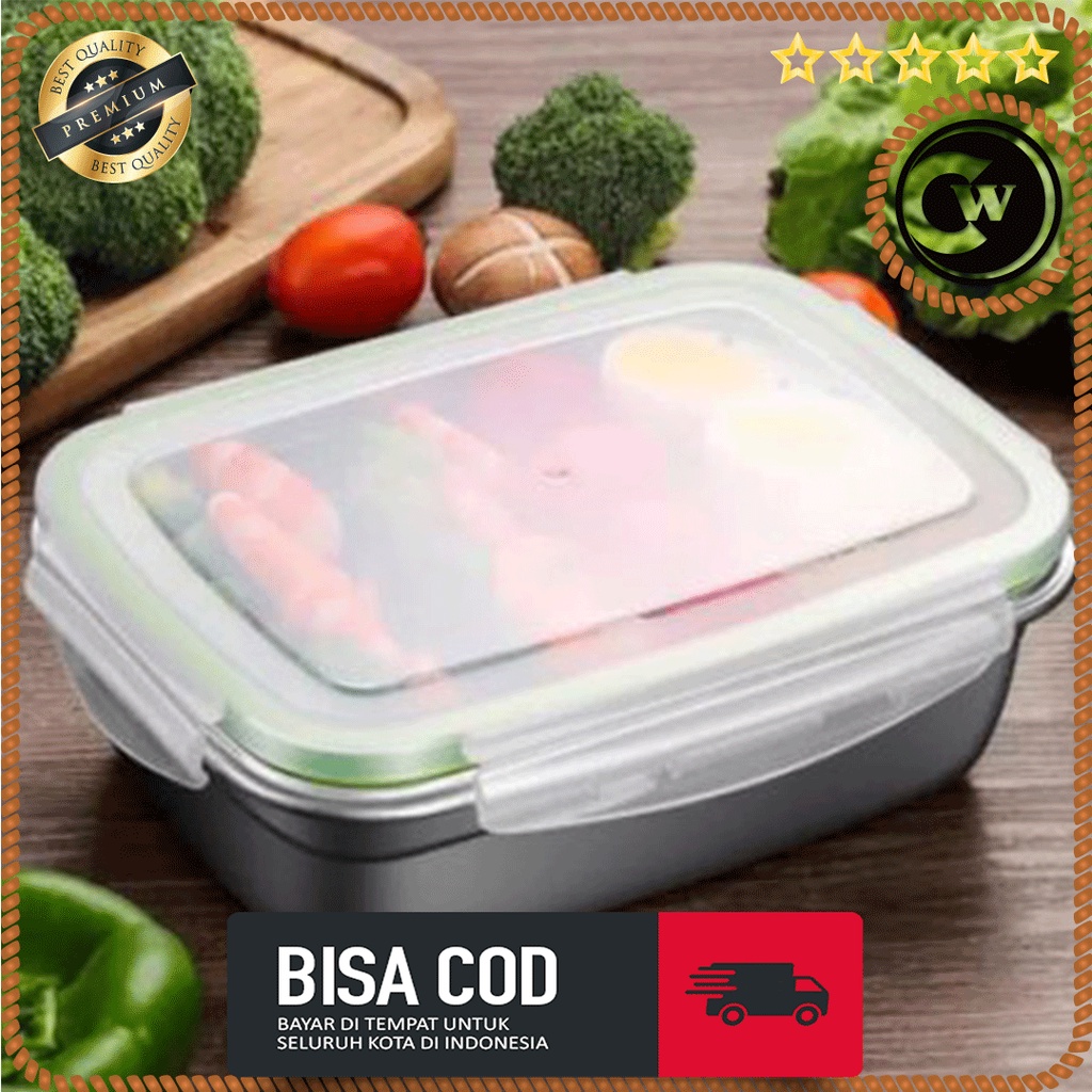 Kotak Makan Bento uk 14.5 x 11 x 5 cm Lunch Box Bahan Stainless Steel