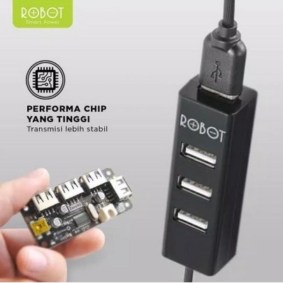 ROBOT USB HUB 4 PORT 2.0 H140-80 80CM BLACK Garansi Original Resmi Penambah Port USB