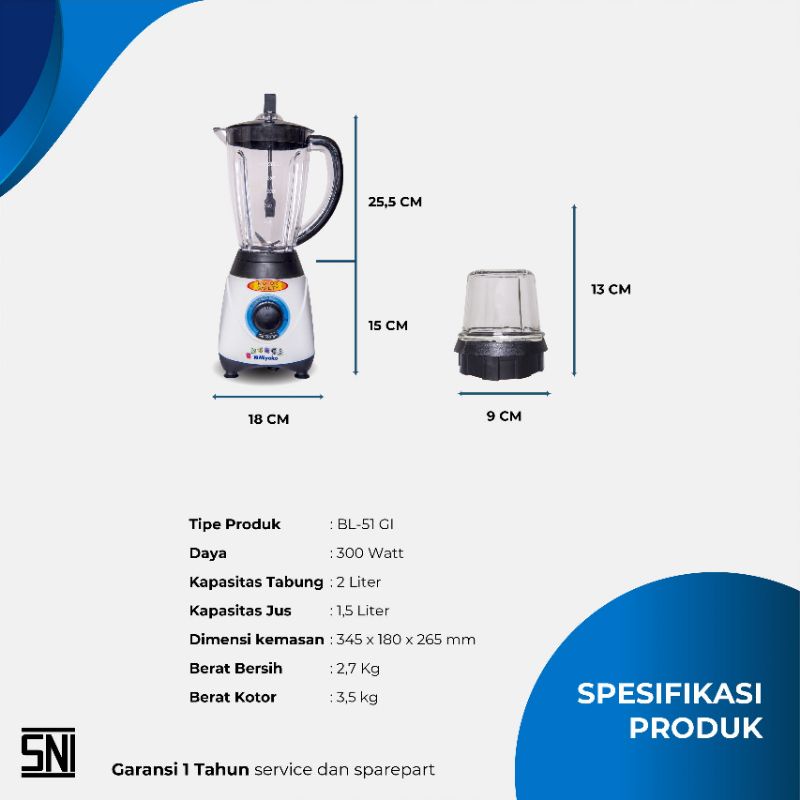 Blender Kaca Miyako BL 51 GI Pelumat Miyako BL-51 GI Juicer Mìyako Hitam Blender Gelas Miyako 51 GI