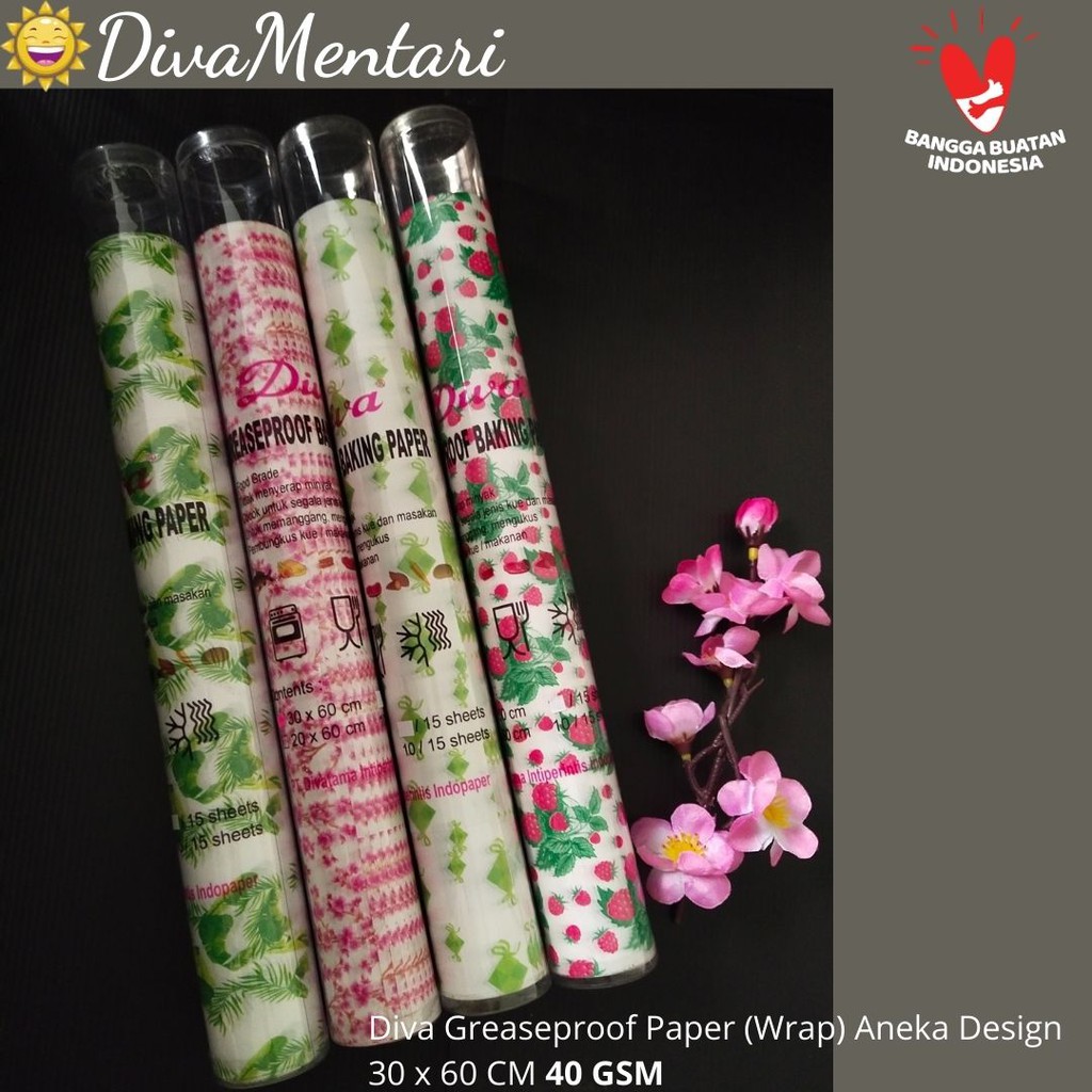 

Diva Greaseproof Paper (Wrap) Aneka Design Size 30 x 60 CM 40 GSM